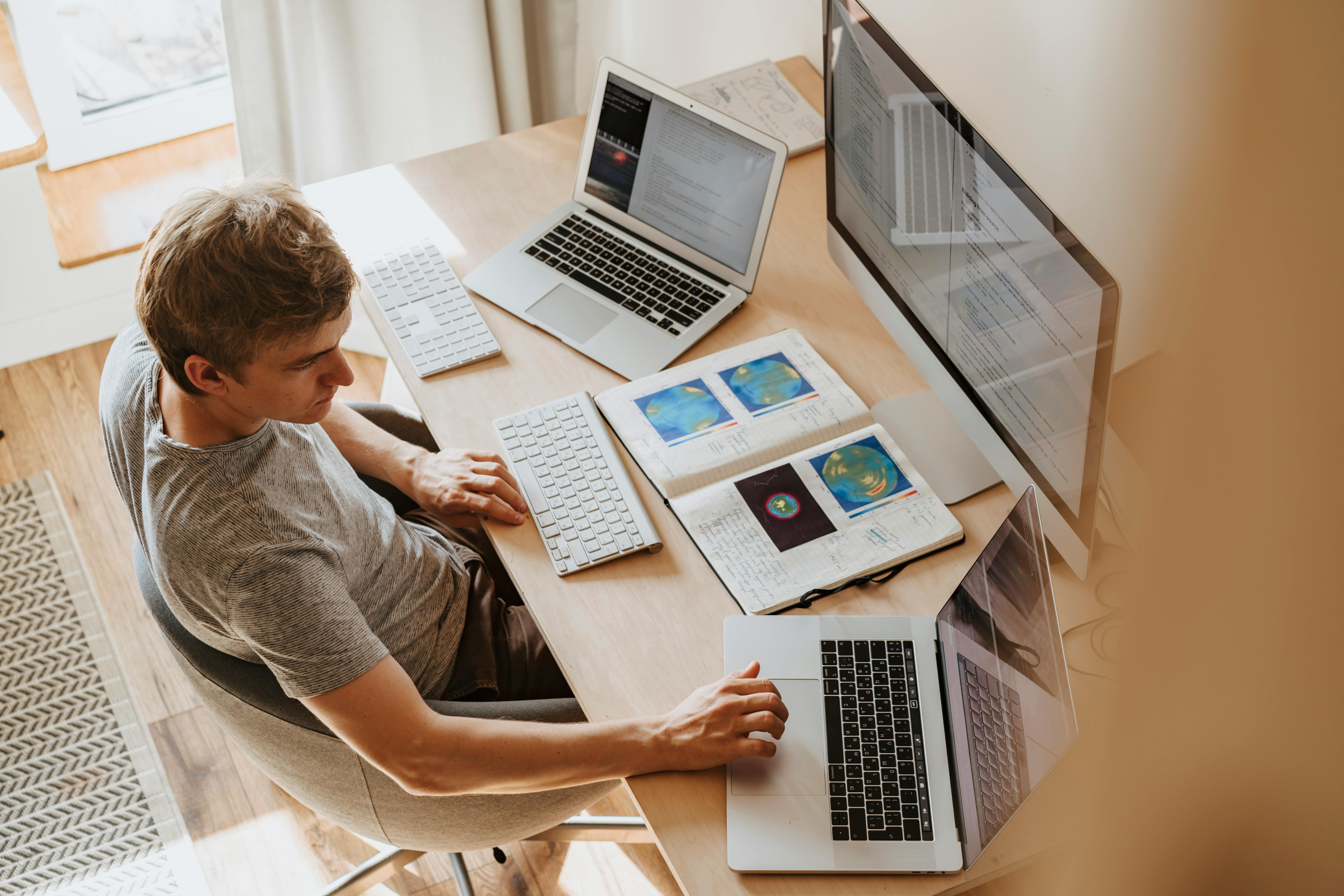 Businessman at work using whatsapp business